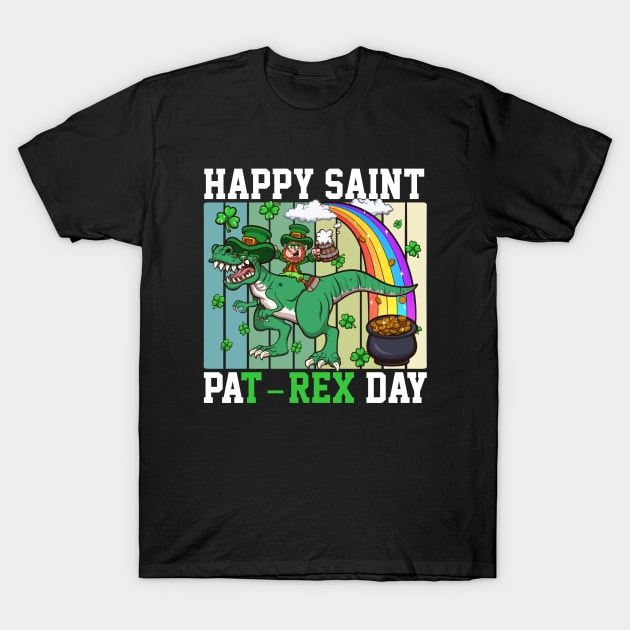 Happy Saint Pat-Rex Day Leprechaun With T-Rex T-Shirt by TheMaskedTooner